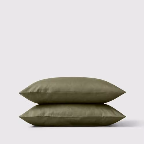Bedable Pair of Green 100% Cotton Mako Sateen Pillowcases, 460 Thread Count
