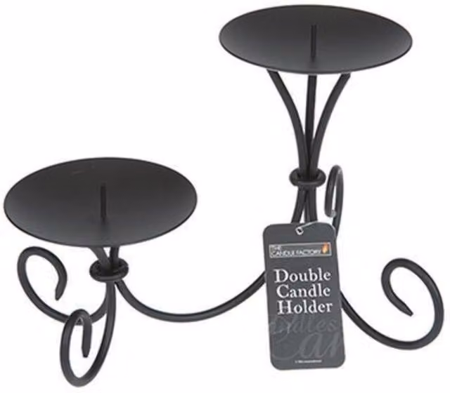 KDMD Metal Scroll Double Tealight Candle Holder Set of 3 in Black