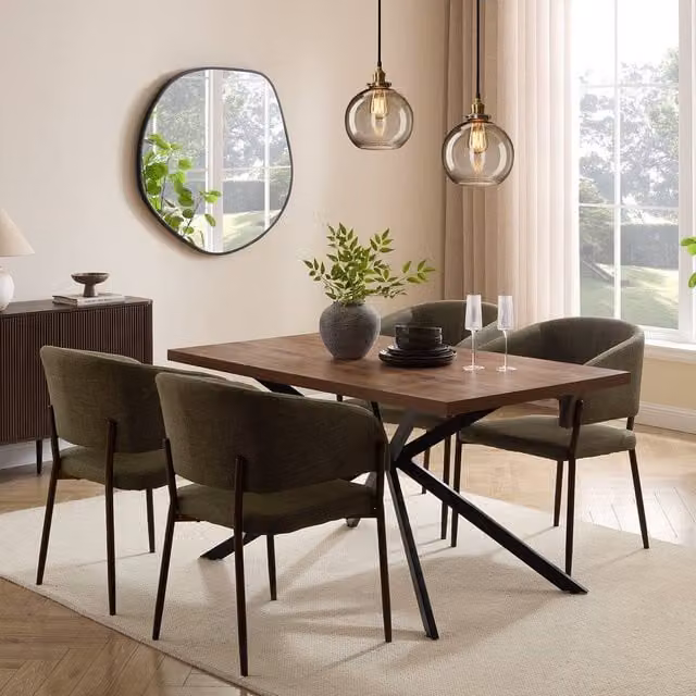 VonHaus Abel Rectangular 6 Seater Wood Effect Dining Room Table in Dark Brown, W/D/H: 150 x 85 x 75.5 cm