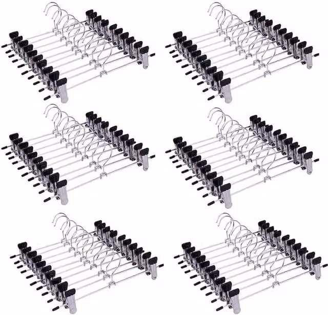VOGREX 60-Piece Silver Metal Clothes Hangers with Non-Slip Clips