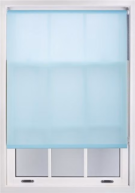 Furnished Blue Semi-Transparent Polyester Daylight Roller Blinds, W: 150 cm, H: 165 cm