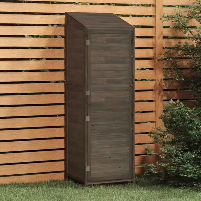 Berkfield Home Tall Garden Shed Cabinet in Anthracite and Black, Solid Wood, W/D/H: 55 x 52 x 174.5 cm