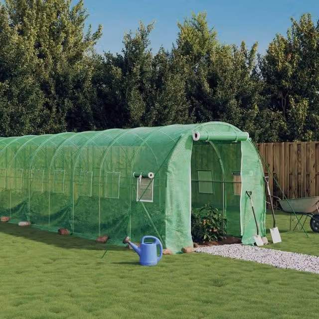 Berkfield Home Green Steel Frame Freestanding Greenhouse with Plastic Windows, W/D/H: 6 x 2 x 2 m