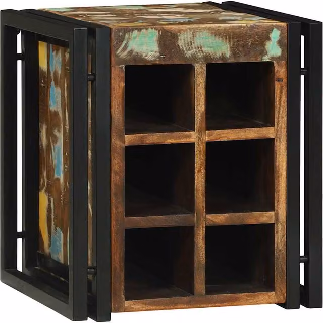 Berkfield Home Traditional Rustic Reclaimed Solid Wood Wine Rack, Brown, W/D/H: 34.5 x 35 x 39 cm