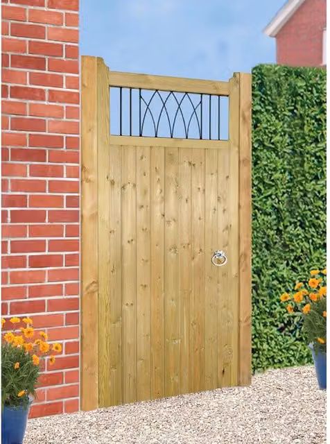 Burbage Iron Craft Windsor Tall Single Garden Gate, Brown, W: 90 cm, H: 180 cm