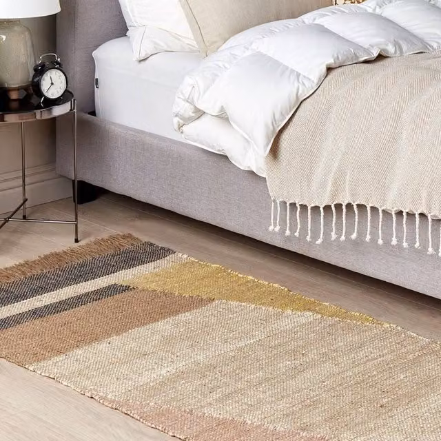 Wyld and Coco Brown Geometric Handwoven Jute Rug, W: 80 cm, L: 150 cm