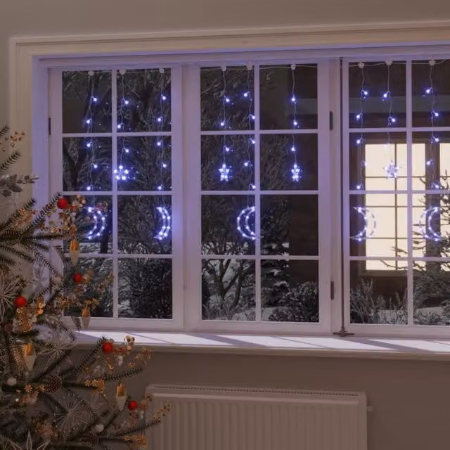 Berkfield Home Star and Moon Blue LED Fairy Lights with Remote Control, 345 LEDs