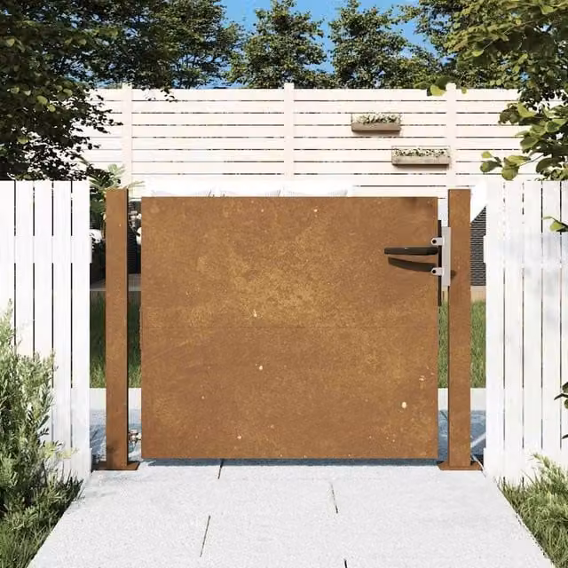 Berkfield Brown Corten Steel Garden Gate W: 105 cm, H: 80 cm