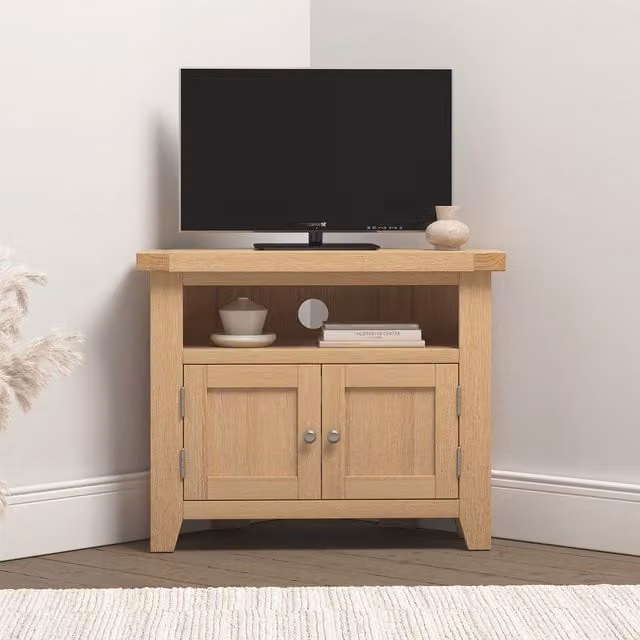 Seconique Classic Oak Corner TV Unit in Brown and Beige