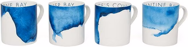 BlissHome Multicolour Ceramic Mug Set of 4 featuring Daymer Bay, St George's Cove, Trevone Bay and Constantine Bay