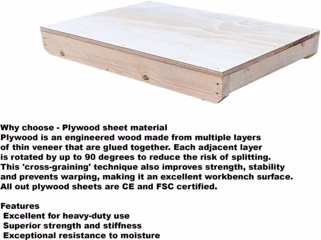 Arbor Garden Solutions Plywood Top Workbench With Double Shelf in Natural Wood