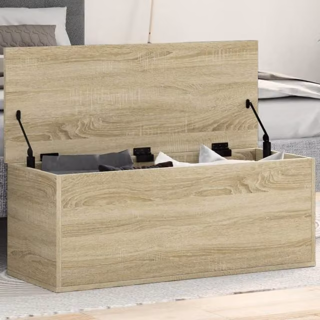 Berkfield Home Sonoma Oak Storage Box in Brown, W/D/H: 90 x 35 x 35 cm