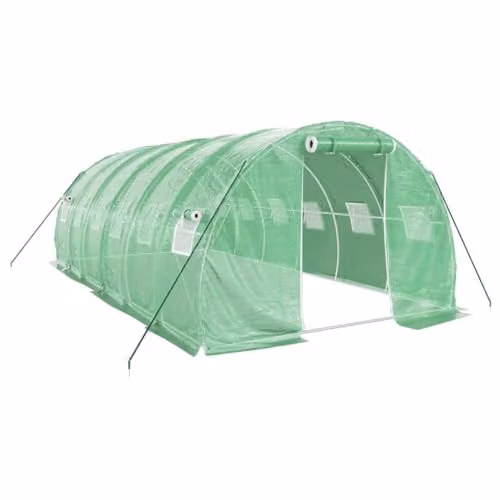 vidaXL Greenhouse with Steel Frame in Green, 18 m², W: 6 m, D: 3 m, H: 2 m