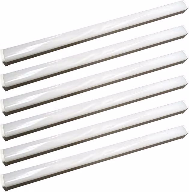 First Choice Lighting Set of 6 White LED Batten Strip Lights, Cool White, 40W