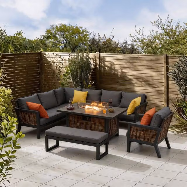 Furniture One 9-Person Grey Aluminium Garden Lounge Set with Cushions