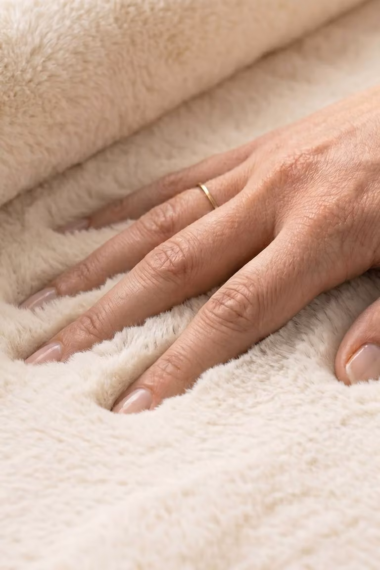 Allure Bath Fashions Softie Faux Fur Rug in Beige and White, W/D/H: 120 x 170 cm