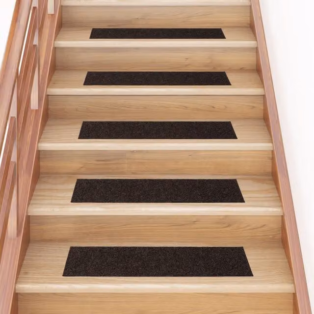 Berkfield Home Self-adhesive Rectangular Stair Mats, 15 Pieces, Dark Brown, W: 76 cm, D: 20 cm