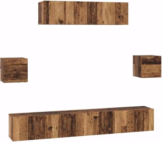 Berkfield Home 7-Piece Modern TV Cabinet Set in Brown, W/D/H: 80 x 30 x 30 cm