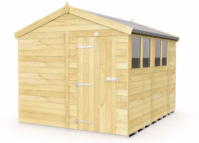 Buttercup Farm Brown Apex Wooden Garden Shed with Single Door and Windows, W231 x D302 x H217 cm