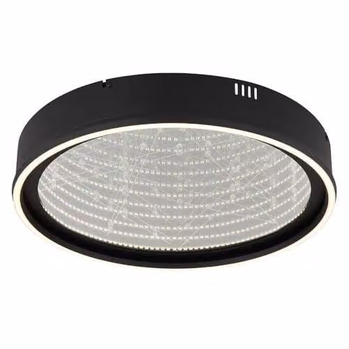 Globo Lighting Mirrora Modern LED Ceiling Light in Black and Transparent Glass with Remote Control and Dimmer, Diameter: 40 cm