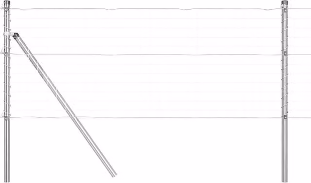 Berkfield Home 52 Piece Round Galvanised Steel Fence Posts, Silver, H: 100 cm, Diameter: 32 mm