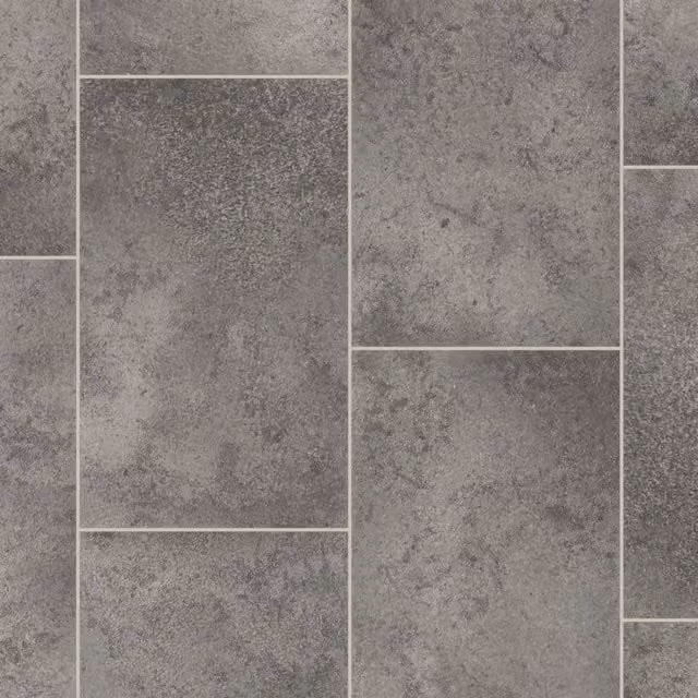 Vinyl Flooring UK Grey Stone Tile Effect 2.8mm Vinyl Flooring Sheet, W: 300 cm, L: 500 cm
