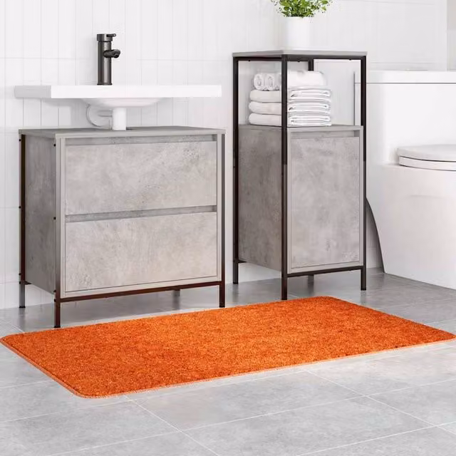 Berkfield Home Modern Rectangular Non-Slip Bath Mat, Orange, W: 70 cm, L: 120 cm