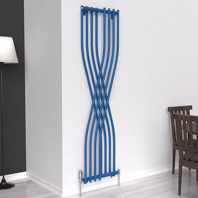 Lux Heat Xtreme Vertical Steel Radiator in Blue, H: 177.5 cm x W: 45.0 cm x D: 5.25 cm