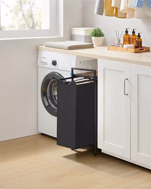VASAGLE Laundry Hamper with Metal Frame and Pull Out Liner in Black