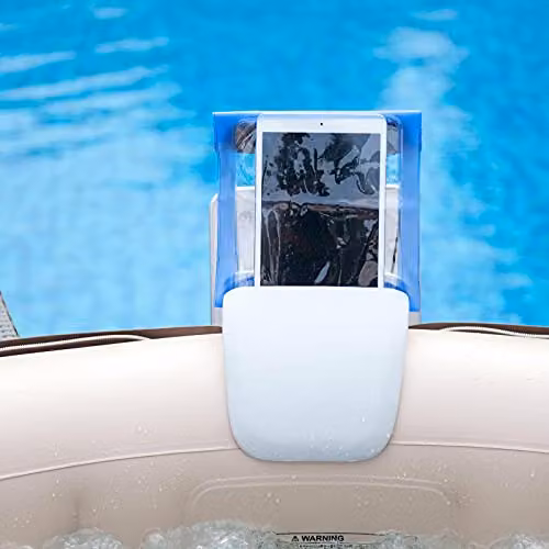 SHATCHI Hot Tub Spa Entertainment Accessories Set in Grey, including Inflatable Floating iPad Tray, Waterproof Tablet Case and Waterproof Phone Case