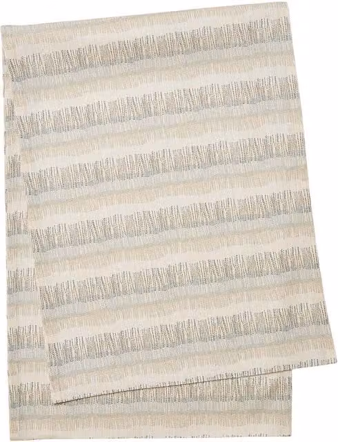 Murmur Moya Striped Cotton Table Runner in Anthracite, Beige and Grey