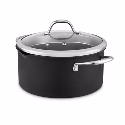 Tower Hard Anodised 24cm Casserole Dish with Tempered Glass Lid and Ceramic Non-Stick Coating, Grey