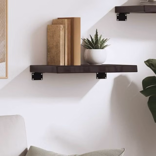Berkfield Home Beautiful Wall Shelf in Dark Grey and Dark Brown, Made from Treated Solid Oak Wood, W/D/H: 40 x 30 x 30 cm