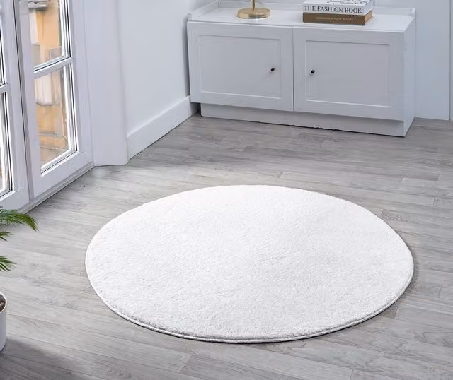 Desire Rugs Comfy Washable Low Pile Plain Area Rug in Silver and White, W: 280 cm, D: 200 cm
