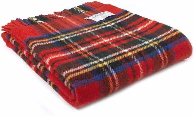 HomeSpace Direct Royal Stewart Red Checked Wool Throw