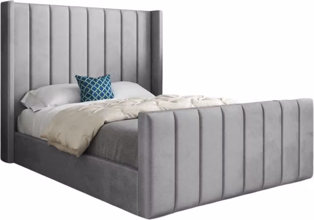 Casani Small Single Upholstered Velvet Designer Bed Frame in Grey
