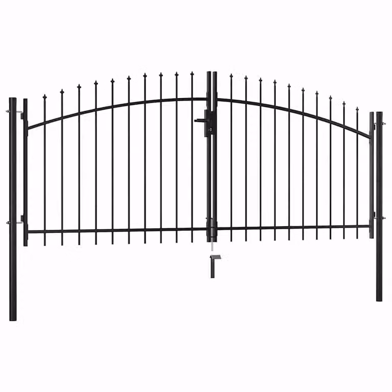 Berkfield Home Elegant Double Door Steel Fence Gate with Spear Top, Black, W: 300 cm, H: 150 cm