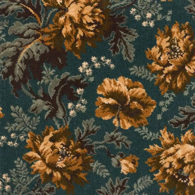 House of Hackney OPIA Floral Wool Rug in Petrol, W: 305 cm x D: 183 cm