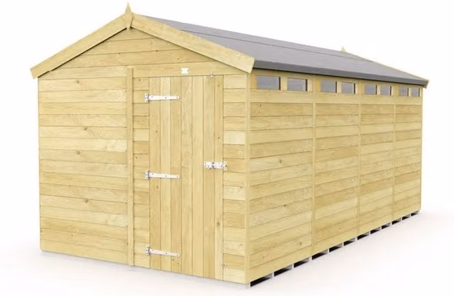 Buttercup Farm Apex Security Wood Shed with Single Door in Brown, L472 x W231 x H217 cm