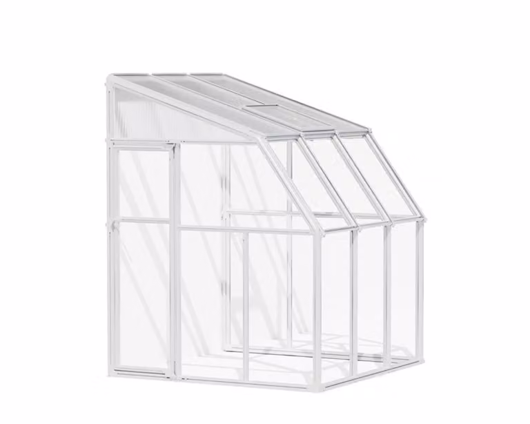 Palram Lean To Greenhouse Sun Room in White, W: 200.5 cm, D: 200 cm, H: 247 cm