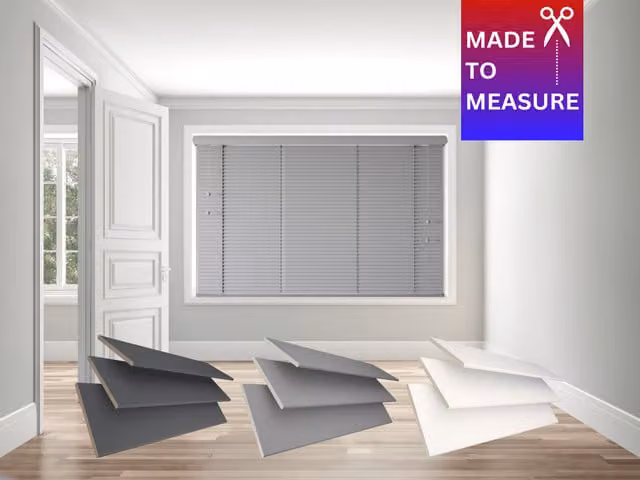 Caecus Made To Measure Faux Wood String Venetian Blind in Light Grey