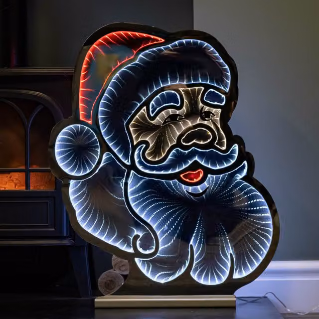 Samuel ALEXANDER 60cm Light up Santa's Face Infinity Christmas Decoration with Red and White LEDs