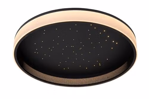 Lucide Estreja Dimmable LED Flush Ceiling Light, Black, Diameter: 40 cm