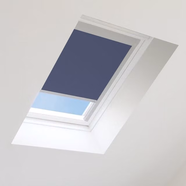 Bloc Blinds Blackout Navy Skylight Blind for Velux Roof Window, Size UK08, Silver Frame, W: 60 cm, H: 60 cm, D: 60 cm