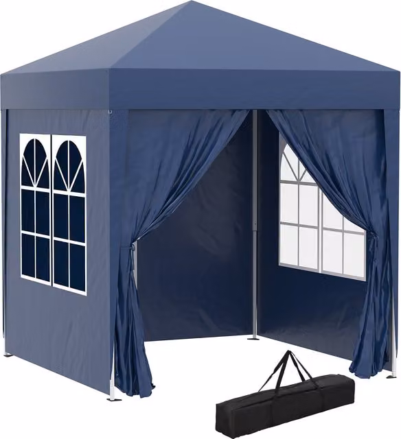 Outsunny Blue Waterproof Gazebo with Removable Walls and Carry Bag, W: 200 cm, D: 200 cm, H: 240 cm