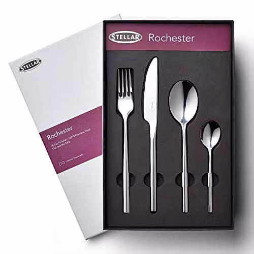 Stellar Rochester 32-Piece Polished Silver Stainless Steel Cutlery Set for 8 People