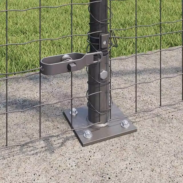 vidaXL Set of 26 Grey Concrete Round Fence Posts, W/D/H: 3.2 x 3.2 x 88.5 cm