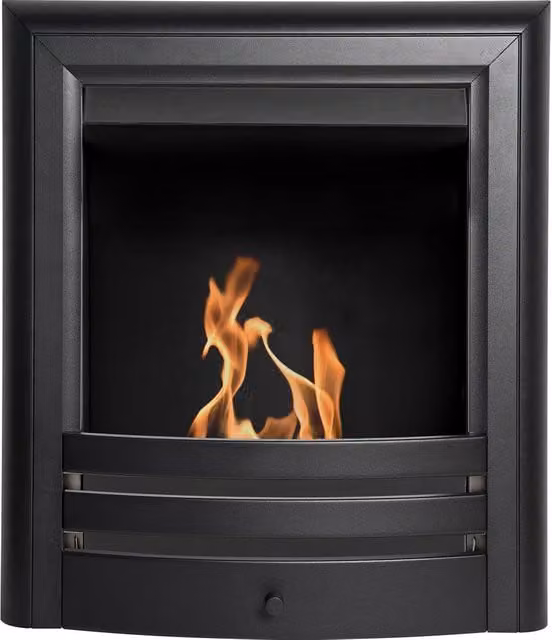 Acantha Vela Matte Black Wall Mounted Rectangular Bio Ethanol Fire W/D/H: 63.5 x 56.0 x 15.9 cm