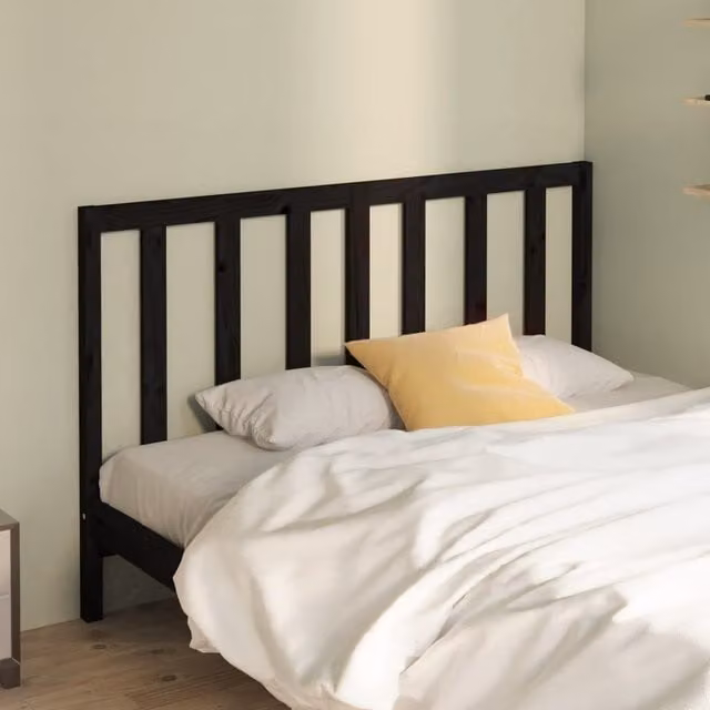 Berkfield Home Rustic Black Solid Pine Wood Bed Headboard W: 126 cm, D: 4 cm, H: 100 cm