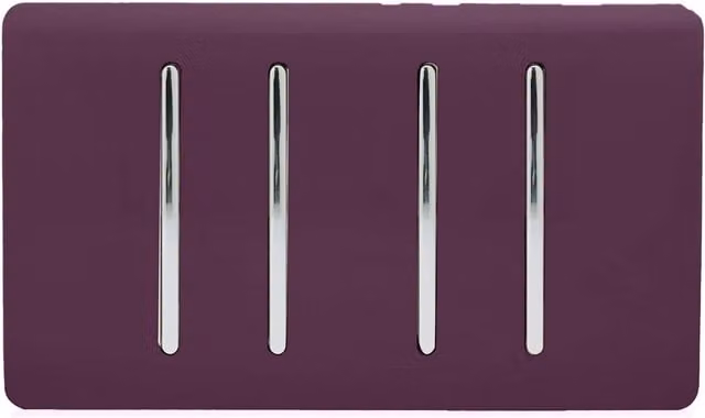 Trendi 4 Gang 3 Way Intermediate 10 Amp Rocker Light Switch in Plum Purple